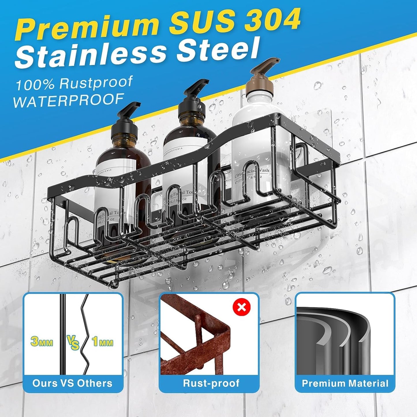 5-Pack Adhesive Shower Caddy – Strong, Stylish & Space-Saving