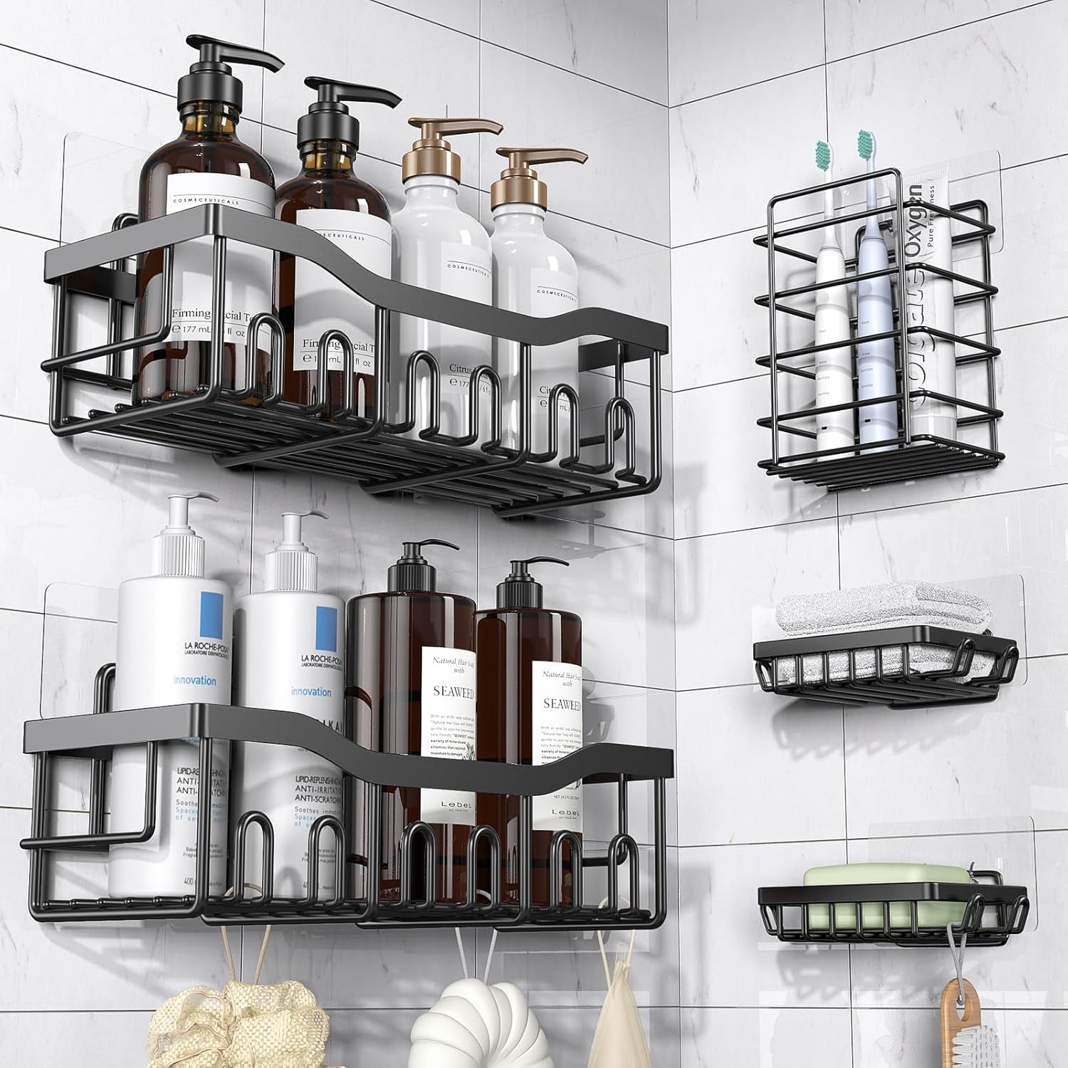 5-Pack Adhesive Shower Caddy – Strong, Stylish & Space-Saving